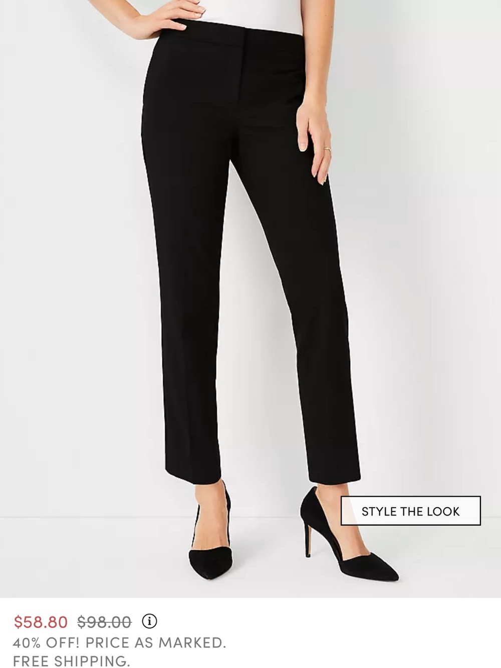 Ann Taylor Black Ankle-Length Straight Pants